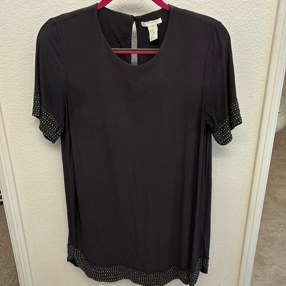 Dark gray tshirt dress in size 12 with silver sequin accents - Picture 1 of 4